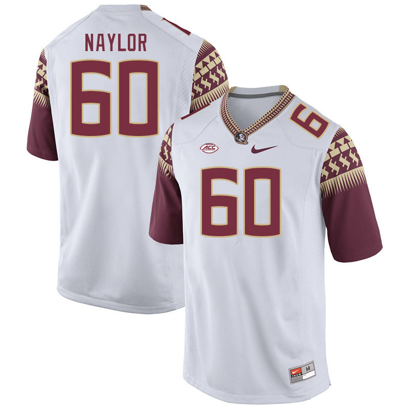 Men #60 Peyton Naylor Florida State Seminoles College Football Jerseys Stitched-White
